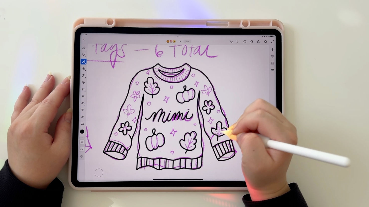 sketching on the iPad using the Adobe Fresco App