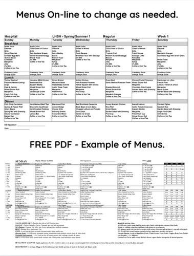 1 Week of Hospital Menus with Extensions | Food Fitness First