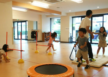 幼児体育、体操、コーディネーション・トレーニング、鉄棒、跳び箱、ボール投げ、トランポリン