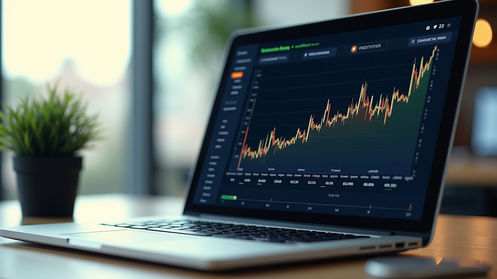 Eye-level view of a laptop screen showing a diversified investment portfolio