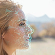 visage femme fluide lumineux