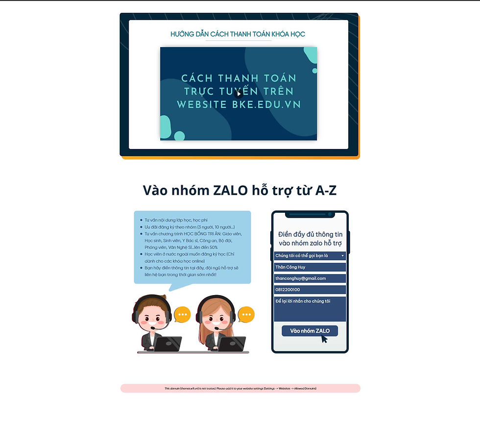 Hình thu nhỏ: TemplateLadipage khoá học cho sinh viên