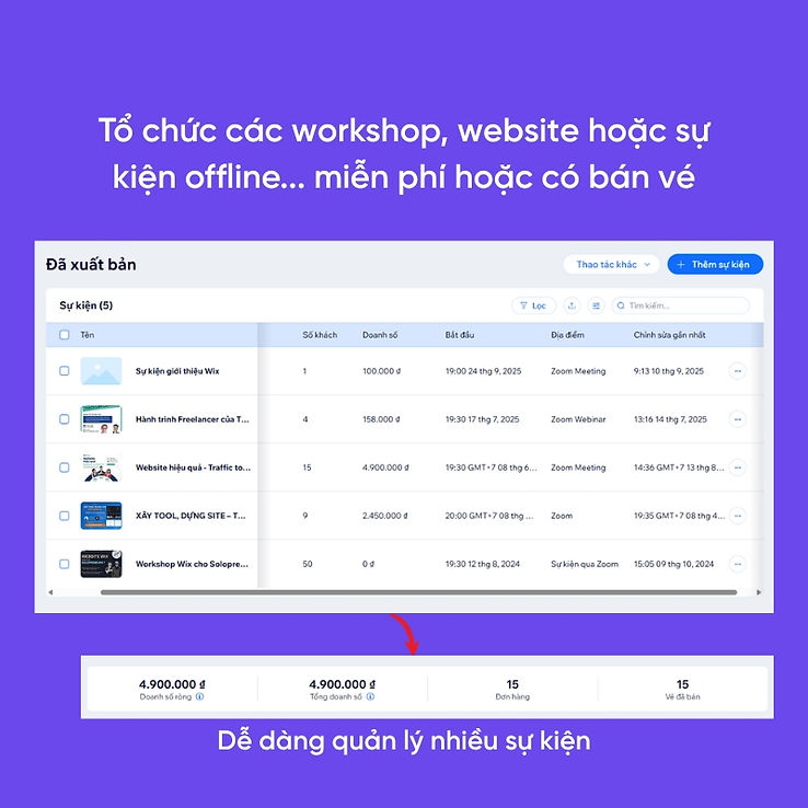 Bán vé quản lý webinar workshop