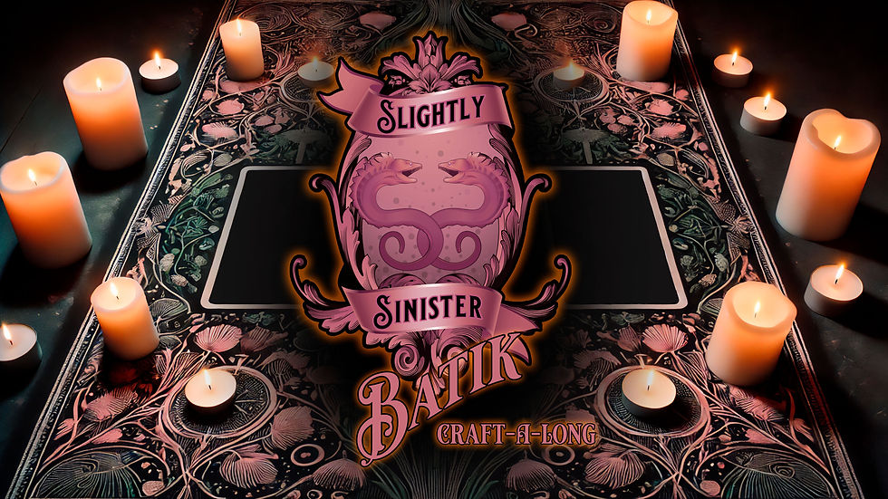 a batik print tarot tablecloth with candles