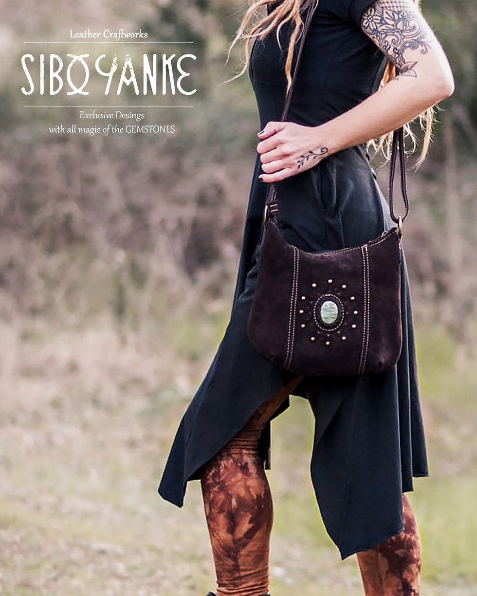 Thumbnail: Crossbody Bag - Shoulder Bag - Leather Bag with Gemstones - LABRADORITE