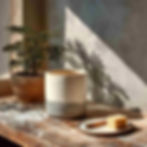 A white plastic plant pot on a work table in natural light, half painted with grey concrete-effect paint. A sponge and used paintbrush lie next to the pot on plate.