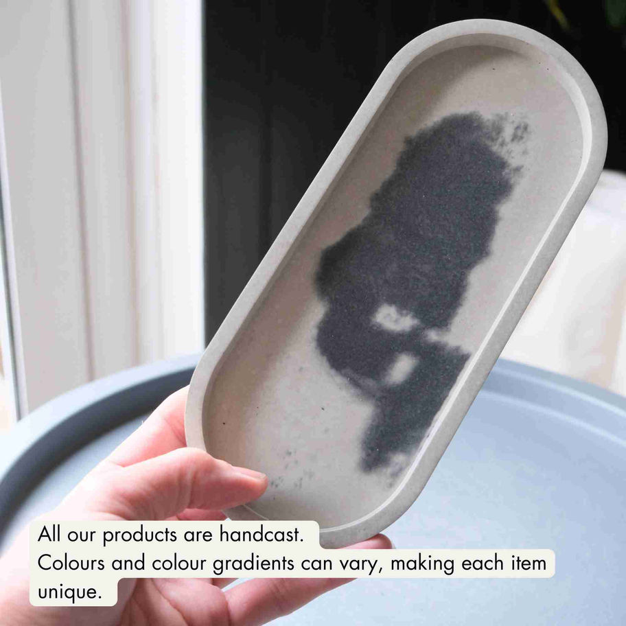 Oval Concrete Trinket Dish - 2tone - light and dark grey