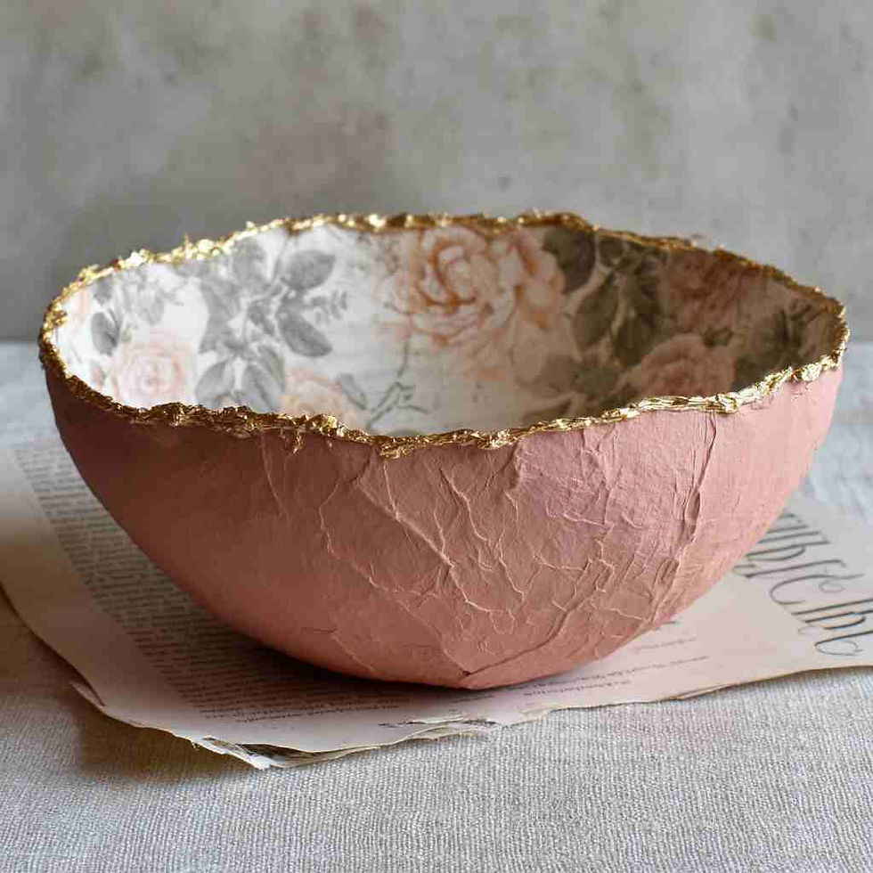 Pink Paper Mâché Bowl