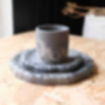 Concrete decor: small concrete pot and trays