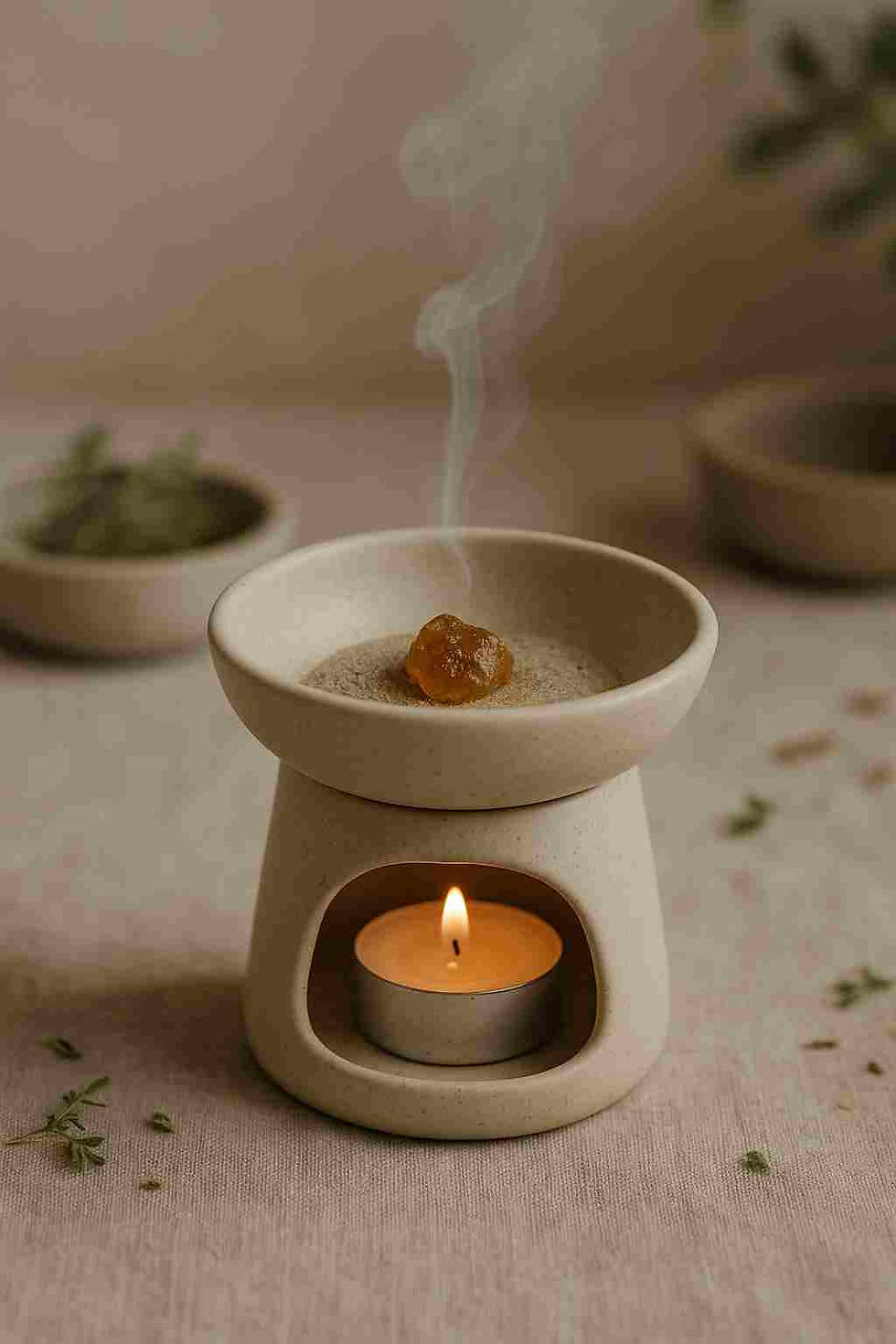 Ceramic Burner with Sand and Tea Light