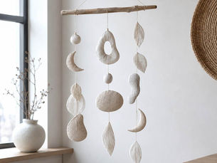 Textile paper mache mobile