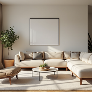Eye-level view of a serene minimalist living room