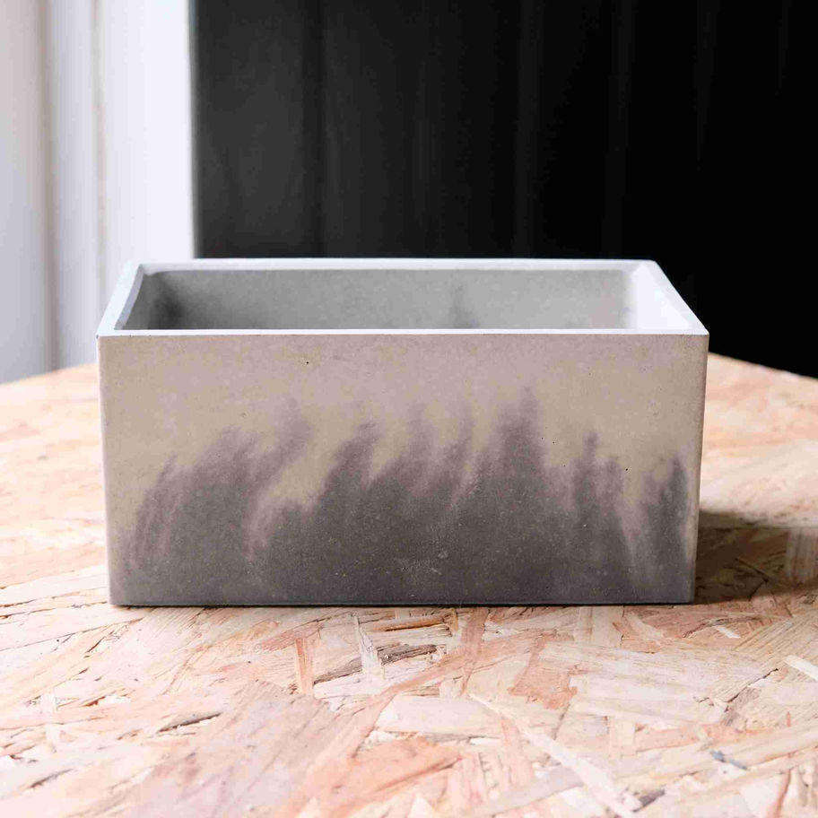 Rectangular Trough Planter - 2tone - Cement Herb Plant Pot