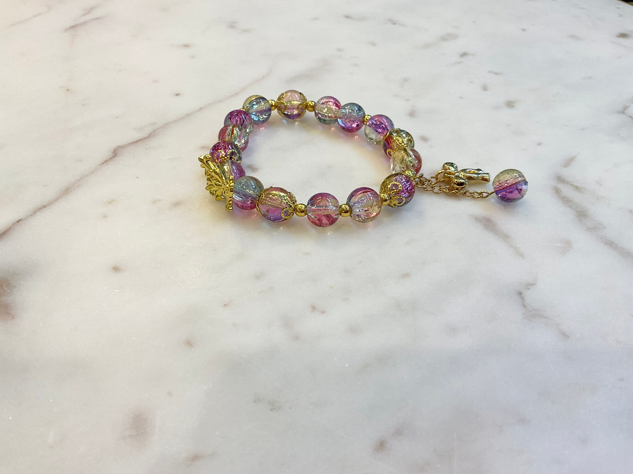 Colorful delux chain and bead bracelet