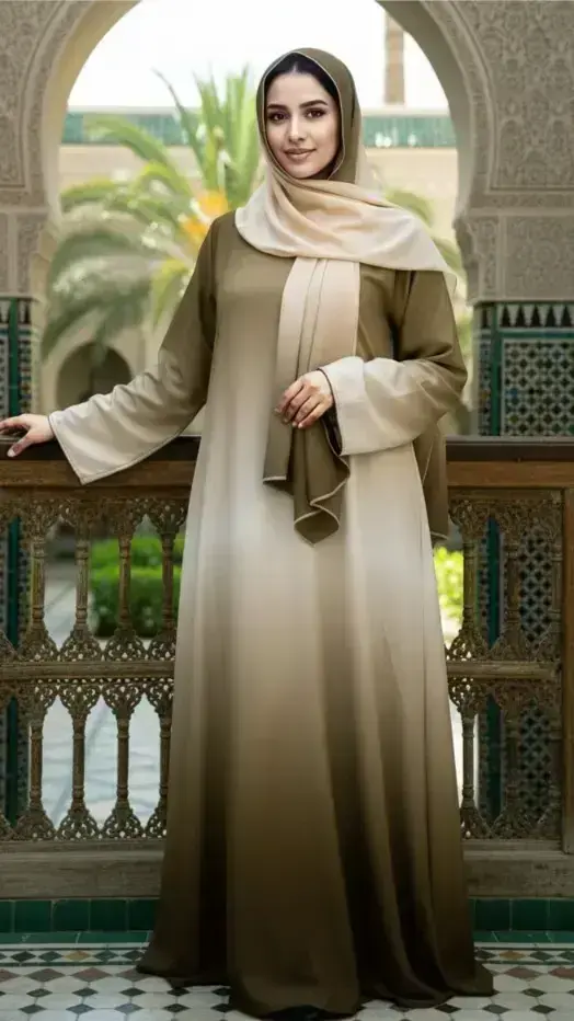 Mehndi ombre abaya for women with elegant two tone styling