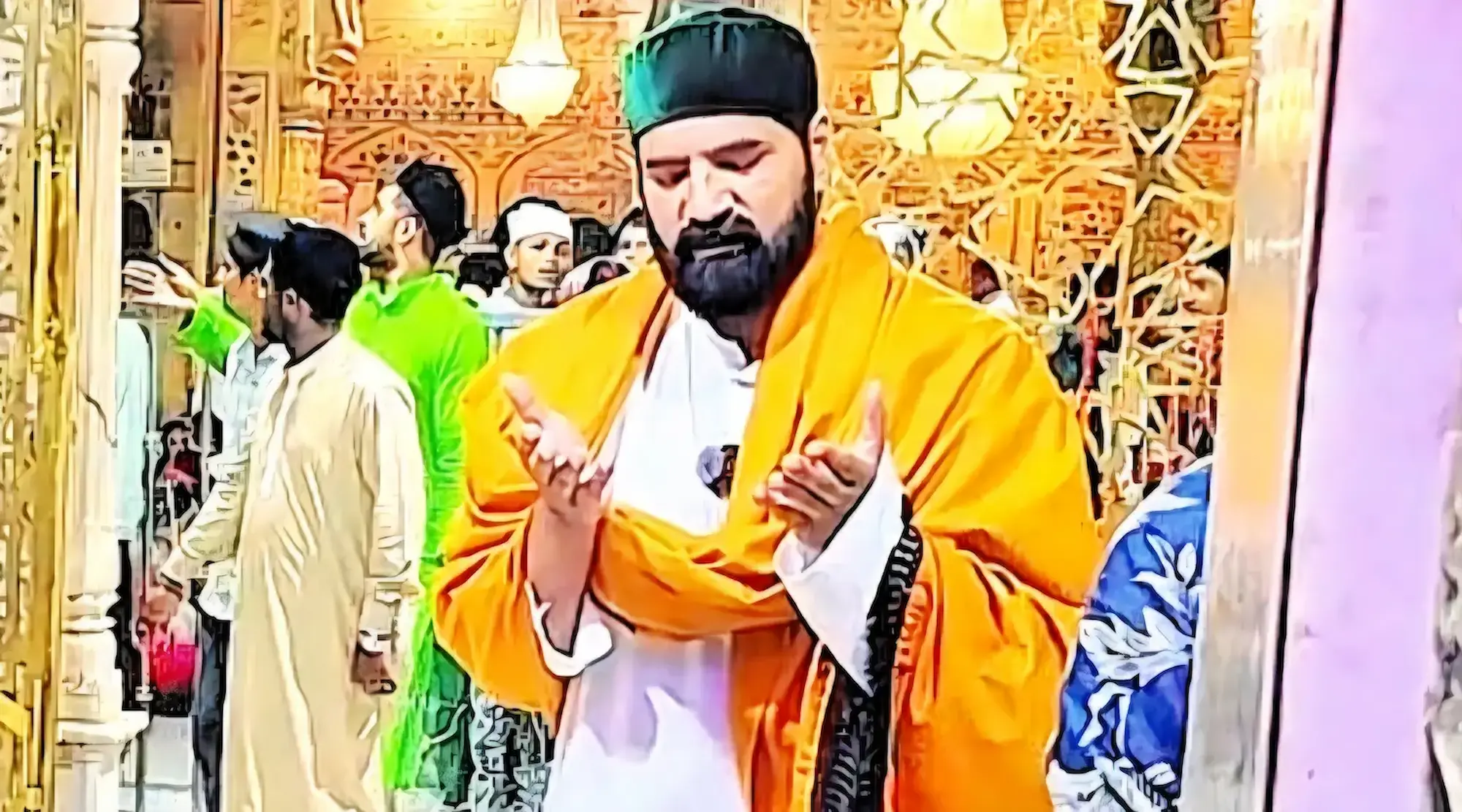 Pilgrims offering silent prayers near Khwaja Garib Nawaz (R.A.) shrine