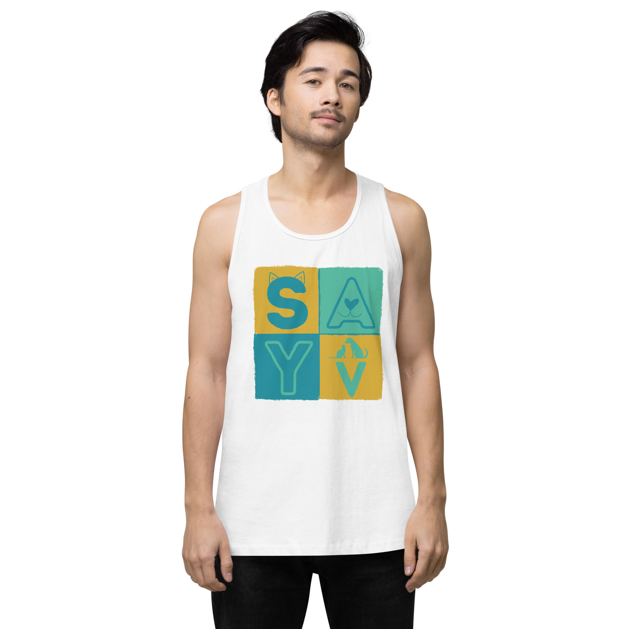 S A Y v (color) - Men’s premium tank top
