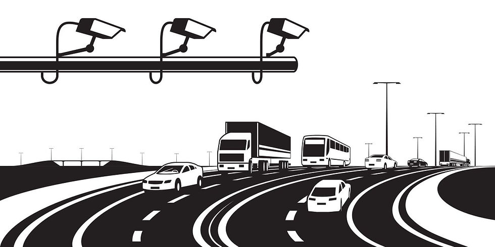 License plate reader cameras above a highway