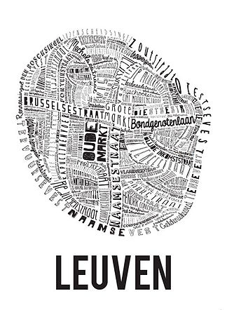 Kaart, leuven, straatnamen
