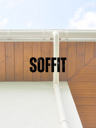 Newly installed soffit along the roofline of a home, providing protection and ventilation.