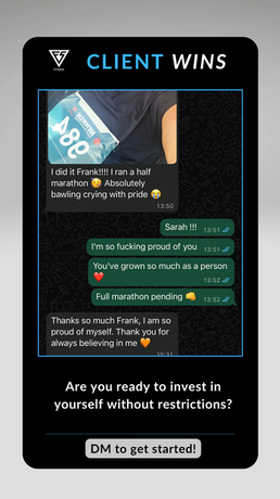 Client Wins card with chat showing 480-day streak, 'DM to get started!'