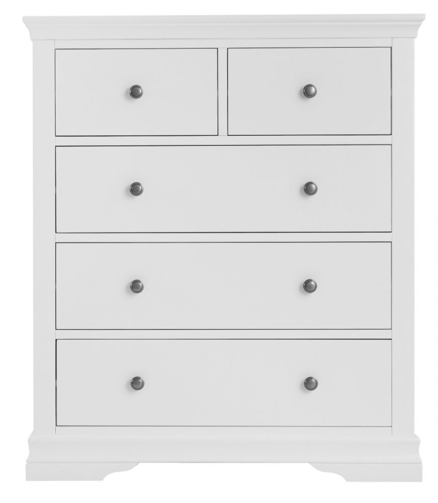 Tall Chest of Drawers in White Finish, Perfect for Bedroom Storage
