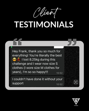 Client testimonial: 'Lost 8.20kg, wears size S, so happy!'