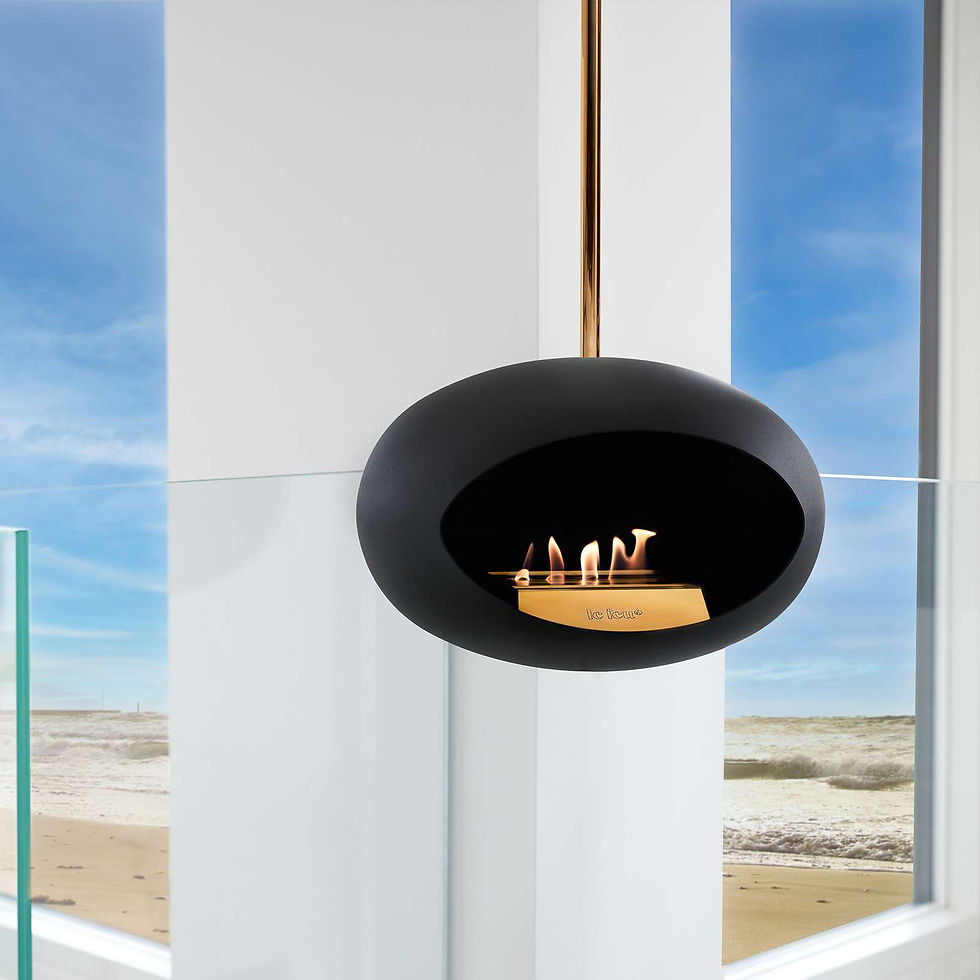 Thumbnail: Black colour dome with bioethanol flames hung from the ceiling