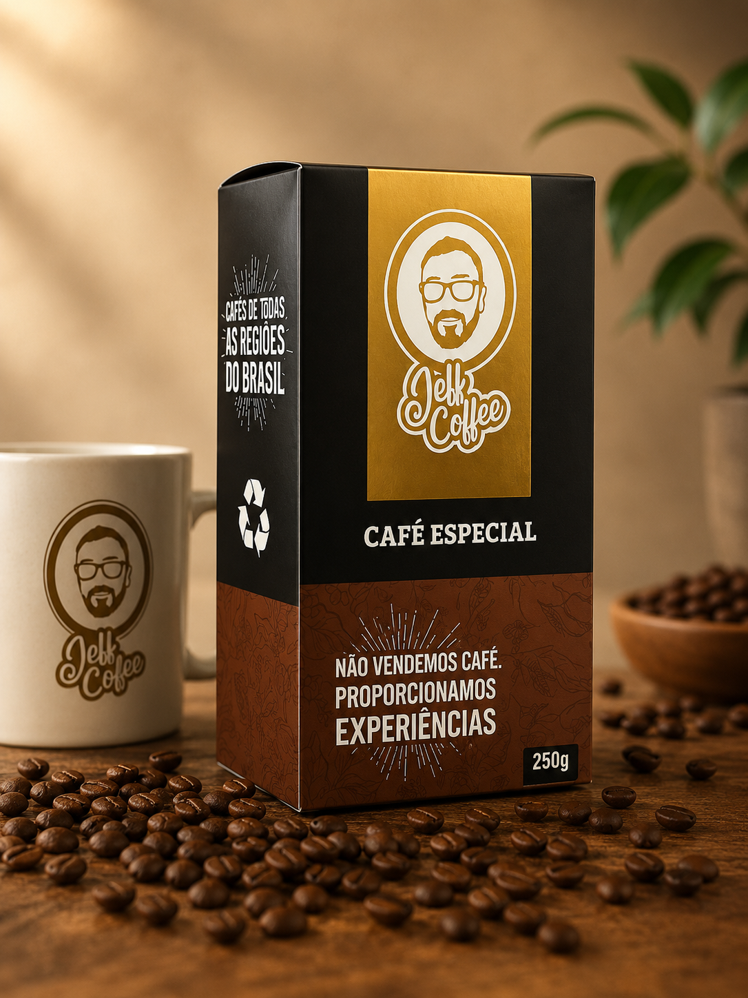 Café da caixa de papelão
