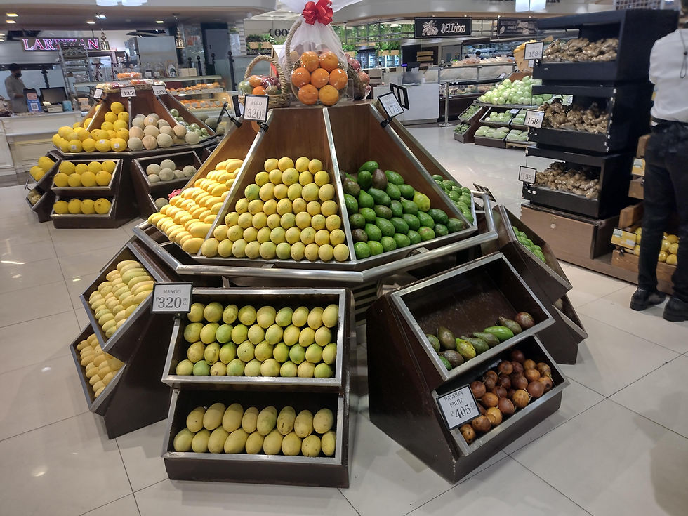 Very innovative racks for fruit display.