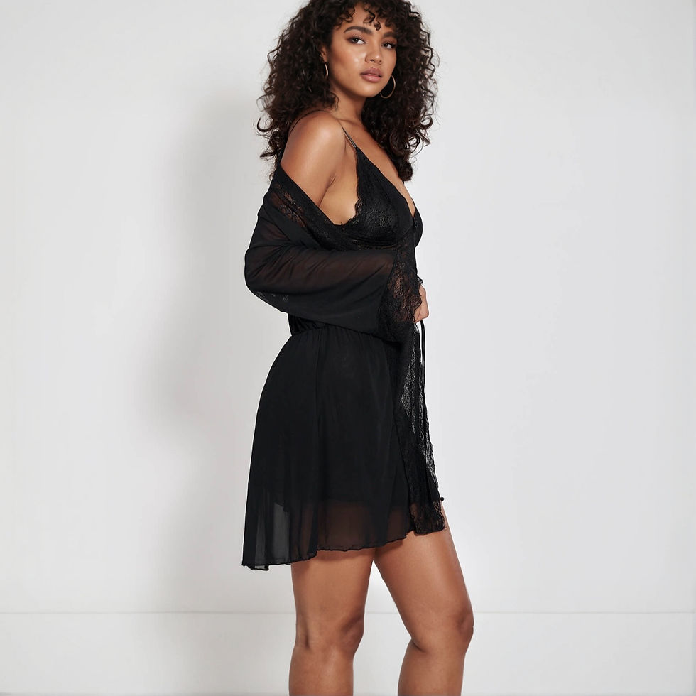 Miniatura: Kit Camisola e Robe Amore Preto