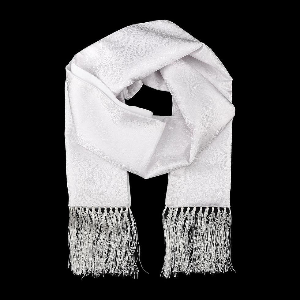 Thumbnail: 100% Silk White Scarf With Heavy Lining SKU #5-L-6