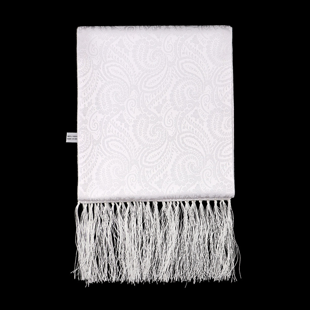 100% Silk White Scarf With Heavy Lining Style # a