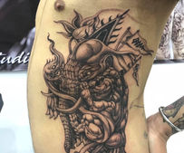 Freehand custom tattoo artwork created by a tattoo artist at Tattoo Worker Koh Samui