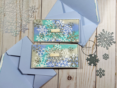 Mini Slimline Snowflake Sparkle Cards with Matching Envelopes