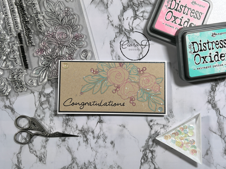 Simple and Pretty Distress Oxide Ink Floral Mini Slimline Card
