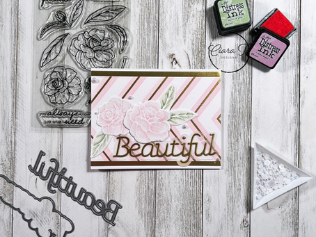 Pink and Gold Floral Beautiful A2 Card