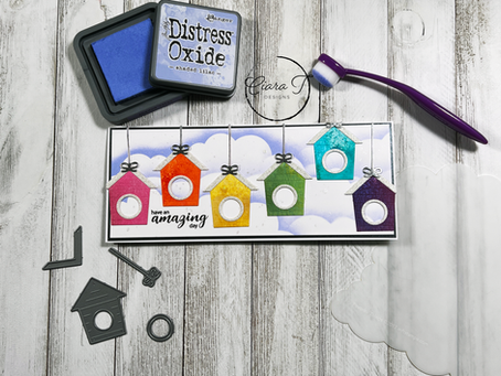 Slimline Rainbow Birdhouse Card | Simon Says Stamp Bitty Birdhouse Wafer Die