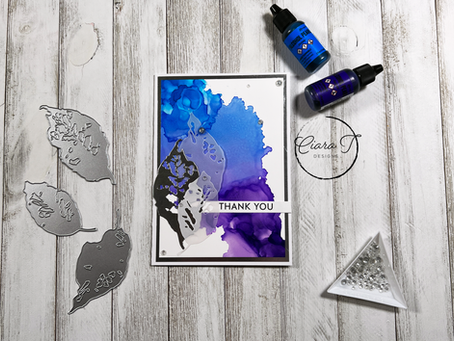 Blue, Purple And Silver Pearl Alcohol Ink 5 x 7 card