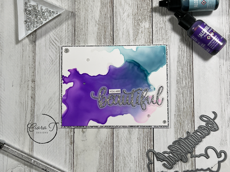 Beautiful Alcohol Ink Silver Sparkle Card