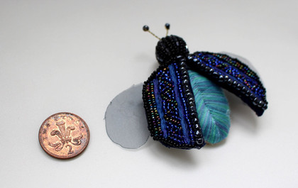 Embroidered Beetle Brooch