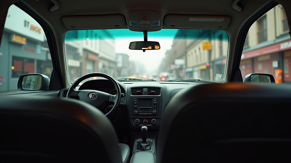 Wide angle view of a comfortable taxi interior ready for passengers