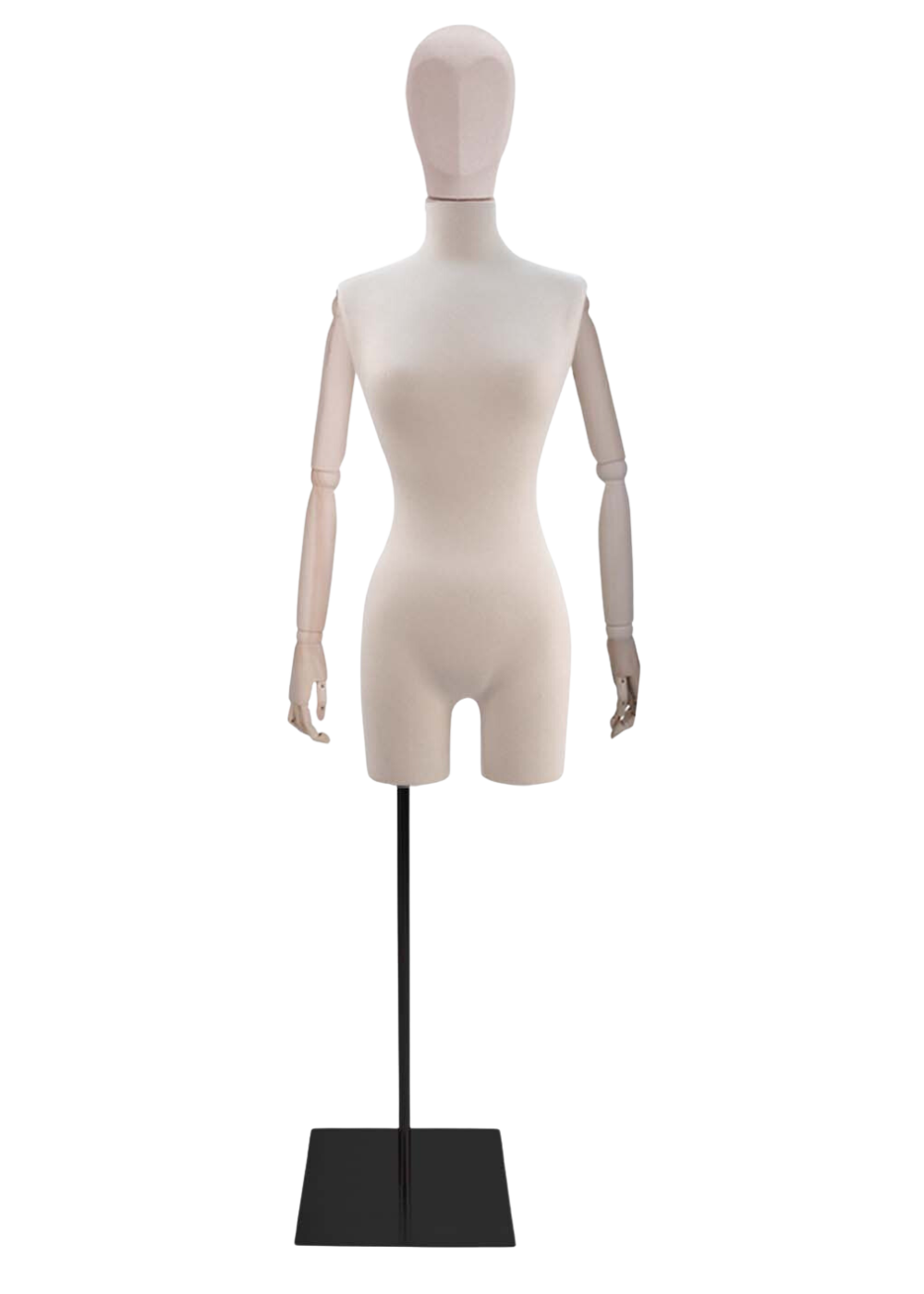 Torso féminin complet en jersey beige avec tête - KIT n°18 BLACK