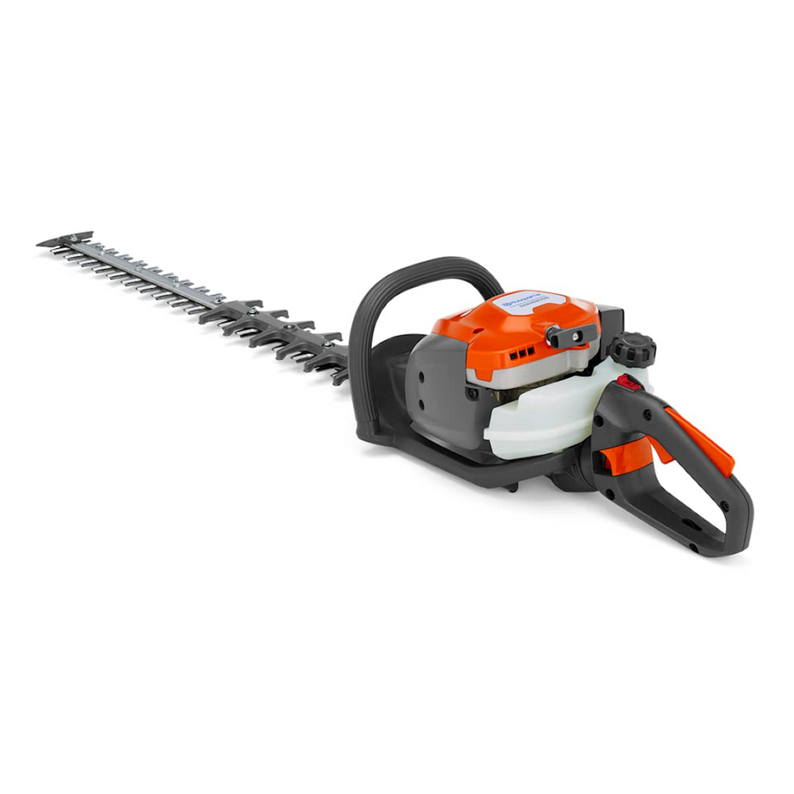 Heckenschere mit orangefarbenem Motor