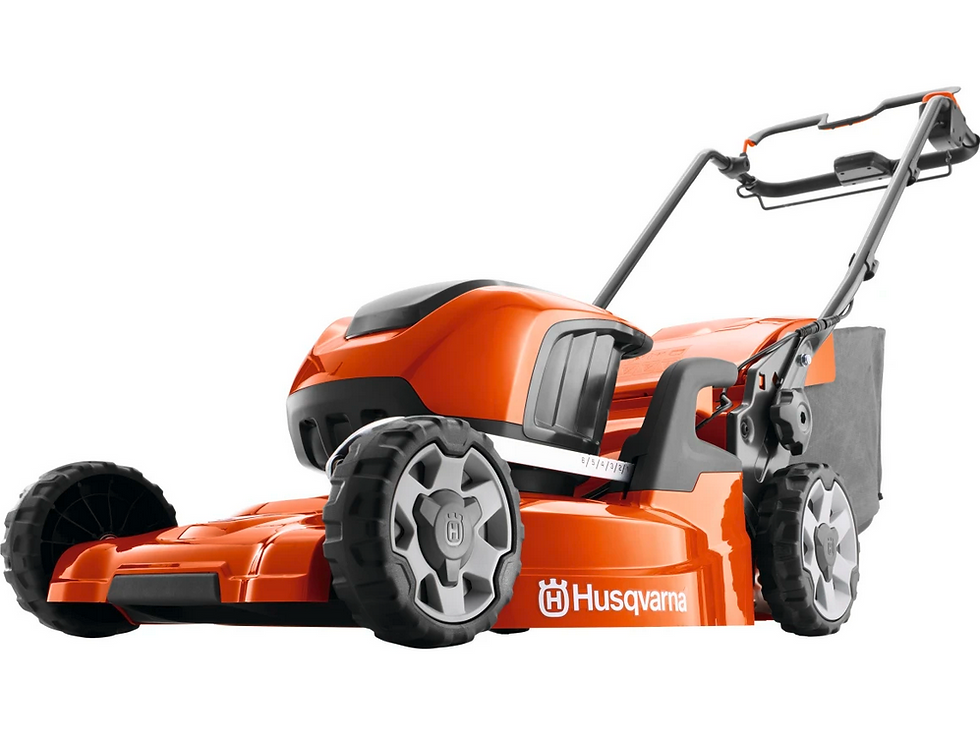 Orangefarbener Husqvarna Rasenmäher