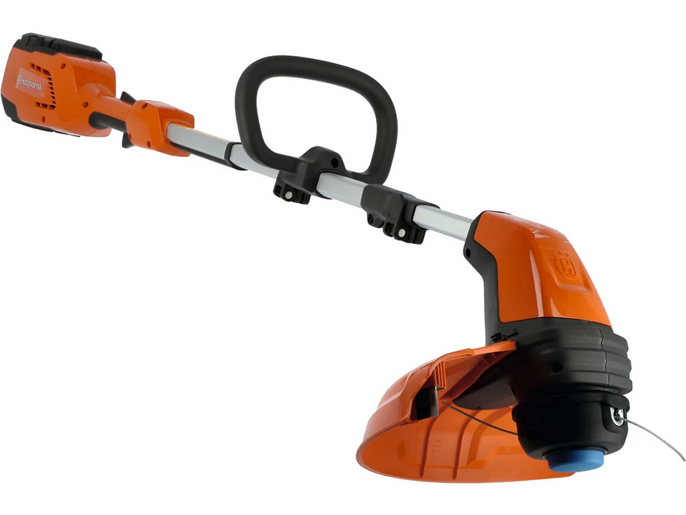 Miniaturbild: Orange-schwarzer Akku-Rasentrimmer