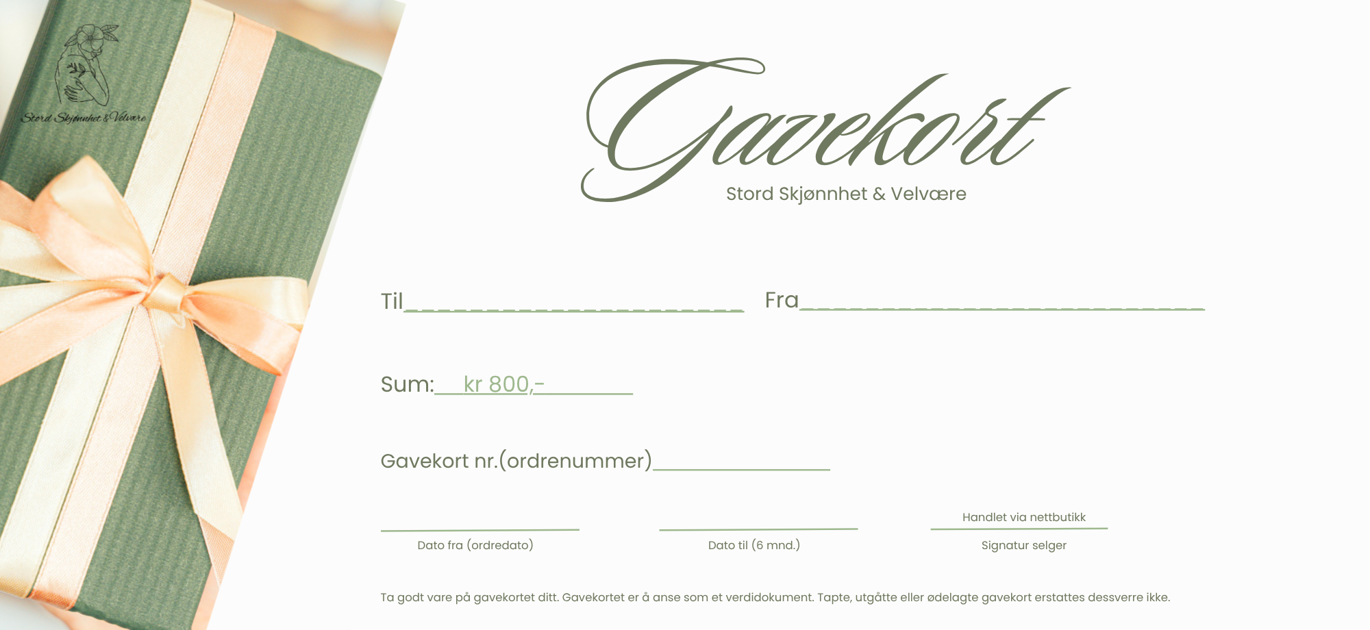 Gavekort, 800,-