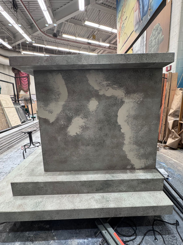 Woodblocking with the lightest color to create an illusion of multiple elevations