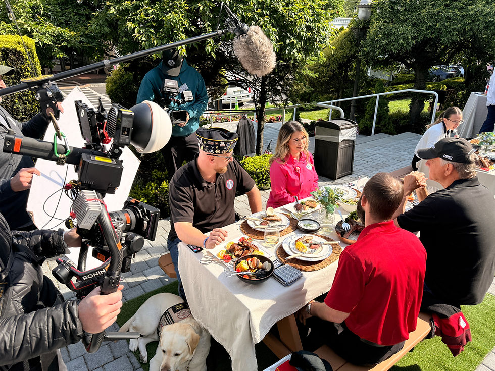 Kristina Lavallee appearing on FOX Nation's American Kitchen alongside Celebrity Chefs Andre Rush, Robert Irvine and David Burke during the America 250 celebration.