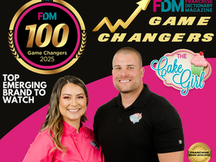 The Cake Girl bakery team in Tampa, Florida, celebrating national recognition as a Franchise Dictionary Top 100 Game Changer